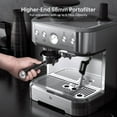 thumbnail image 4 of Machine à Espresso avec Broyeur Intégré, Machine à Espresso Italienne ULKA 15 Bars - Réservoir d'Eau de 85 Oz, Double Contrôle PID, Mousseur à Lait et Nettoyage Automatique pour des Lattés Parfaits, Argent, 4 of 7