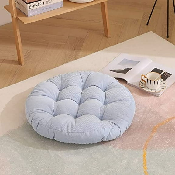 Namzi Floor Pillow Cushion, 22 inch Round Seat Cushion, Outdoor Floor Pad, Meditation Cushion for Yoga Living Room Sofa Balcony, Sky Blue,1