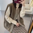 thumbnail image 2 of -Chaleco acolchado de lana de cordero para mujer, chaqueta de Mustang sin mangas de doble cara, ropa de calle de estilo coreano de gran tamaño, Vintage, Invierno, 2 of 5