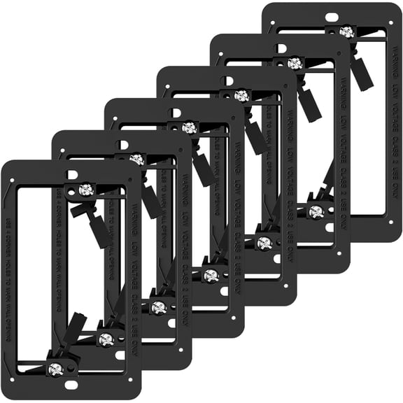 6 Pack Low Voltage Mounting Bracket 1 Gang for Single Gang Wall Plate, Low Voltage Box for Old Work, Telephone Wires, Network Cable, HDMI, Coaxial, Speaker Wire, Black