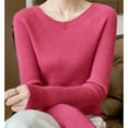 thumbnail image 4 of Buigttklop Women'S Knit Pullover Sweater Slim Fit Long Sleeve Crewneck Lightweight Casual Basic Soft Solid Color Knitted Top, 4 of 5