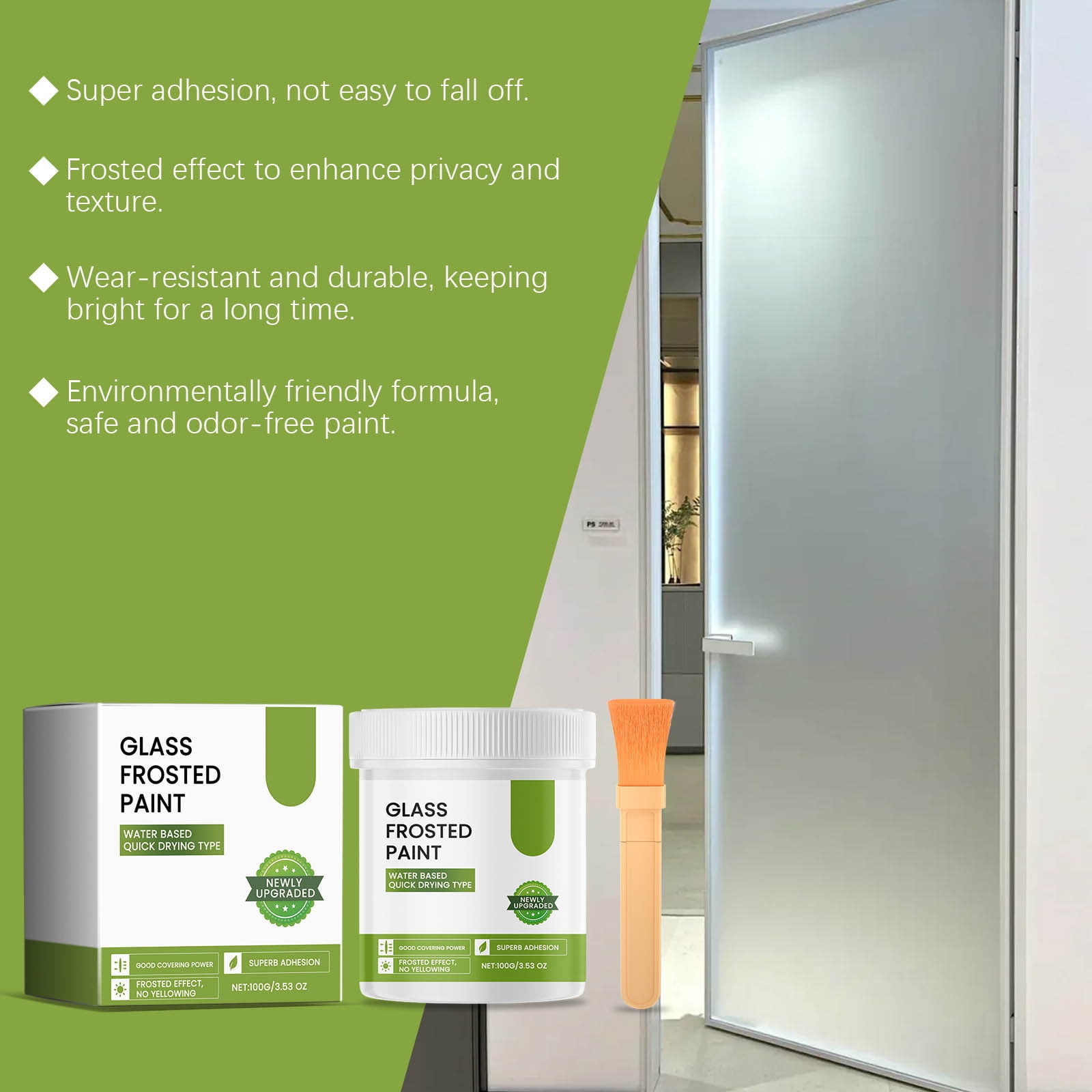 Cadorn Matte Frosted Glass Paint (with Brush) - Privacy - Protecting, UV - Resistant Coating for Windows & Doors