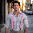 thumbnail image 2 of KAMBERFT Pink Suspenders for Men 1.4 Inch Wide Adjustable Elastic Y-Back Braces with 4 Metal Clips, 2 of 4
