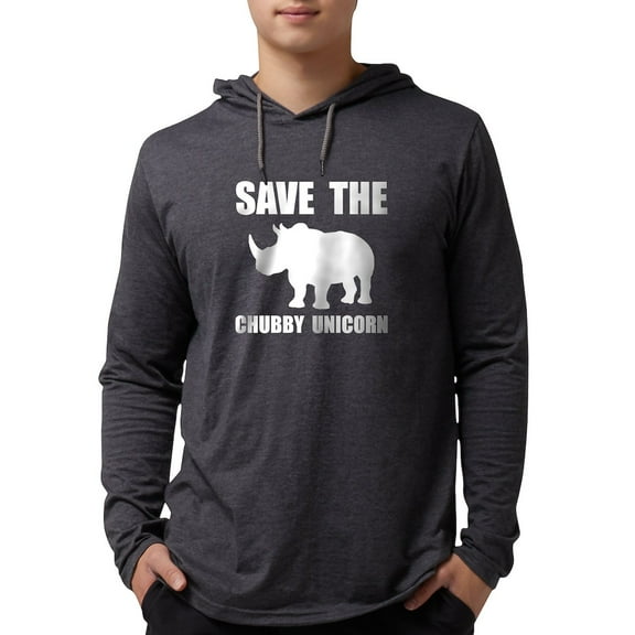 CafePress - Chubby Unicorn Rhino Long Sleeve T Shirt - Mens Hooded Shirt