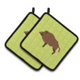 thumbnail image 1 of Carolines Treasures BB7762PTHD Sanglier Cochon Vert Paire de Porte-Pot, 1 of 3