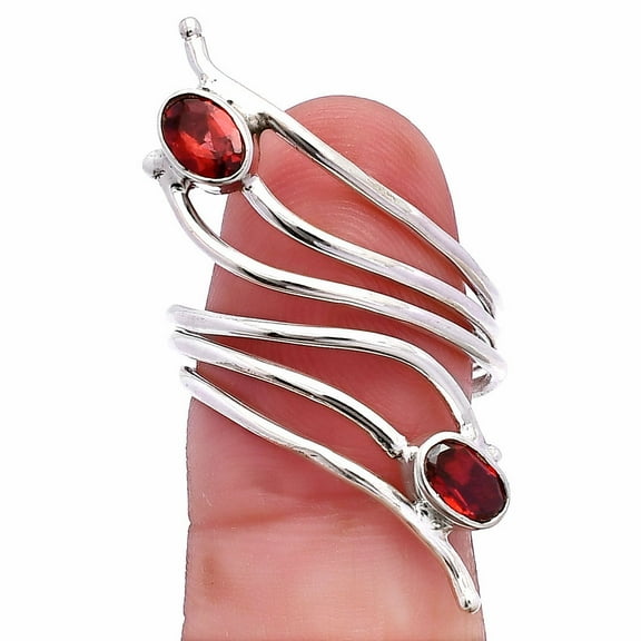 Adjustable - Hessonite Garnet 925 Sterling Silver Ring s.7.5 Jewelry R-1409 SDR225232