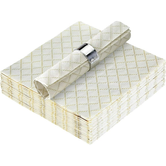 DISPOSABLE QUILTED COCKTAIL NAPKINS | European Made | for Upscale Wedding and Dining | 16 pc | Ivory