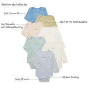 Bliss by Garanimals Baby Boys or Girls Cotton Days of the Week Bodysuits Set, 7-Piece, Sizes 0M-18M