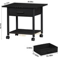 thumbnail image 2 of Under Desk Rolling Printer Stand with Drawer, 2-Tier Industrial Mobile Printer Table Desk with Storage Shelf and Steel Frame, Printer Cart Holder with Lockable Wheels for Home, Office (Black), 2 of 14