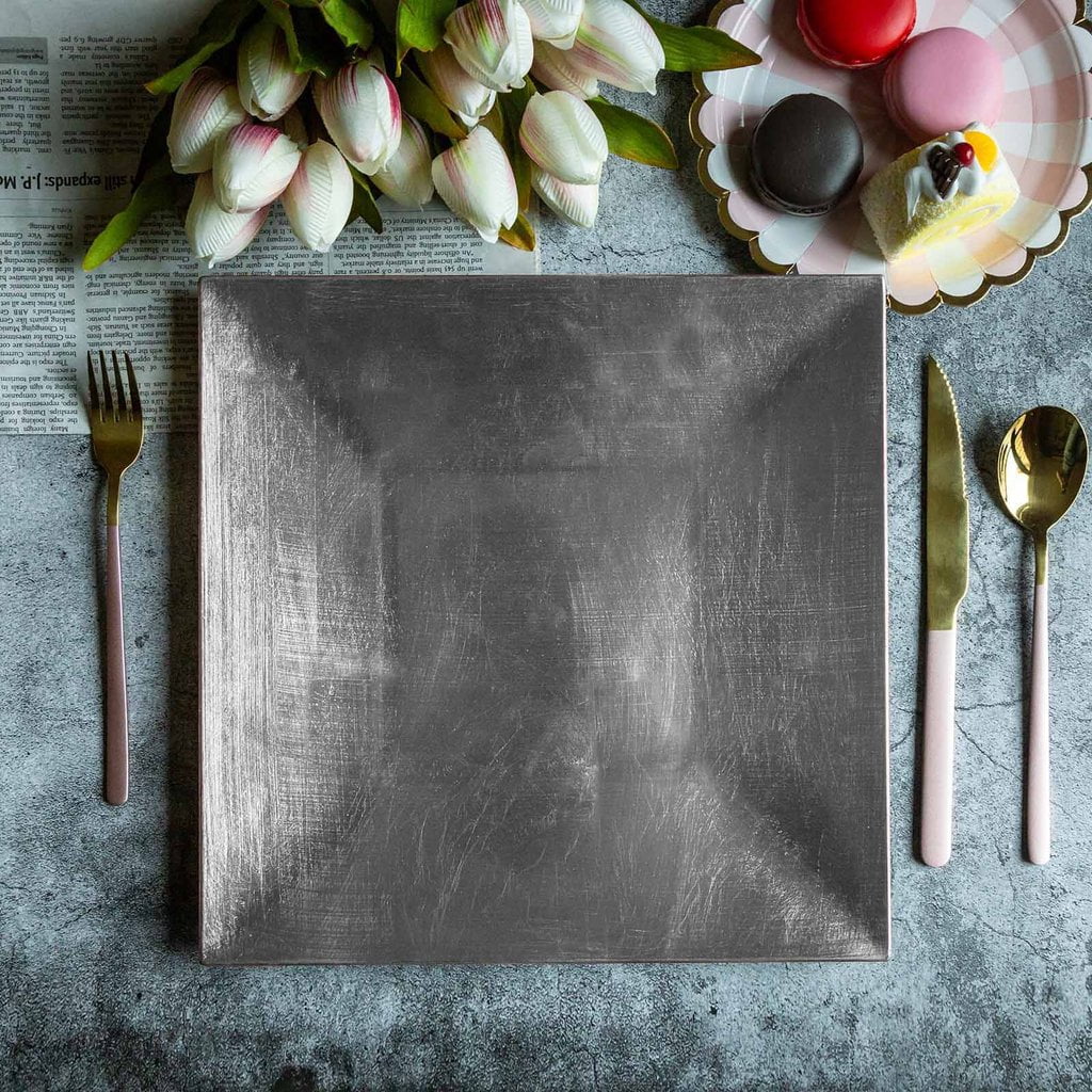 Efavormart 6pcs 12" x 12" Square Charger Plates Dinner Chargers for Tabletop Decor Holiday