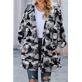 thumbnail image 1 of Women's Gray Camo Print Soft Fleece Hooded Open Front Coat, 1 of 18