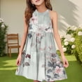 thumbnail image 2 of Abcomgle Cute Sundresses Dresses for Girls 10-12 Casual Halter Neck Sleeveless Girls Dresses Floral Print Sundresses A-line Swing Basic Dresses 11-12 Years,Mint Green, 2 of 7