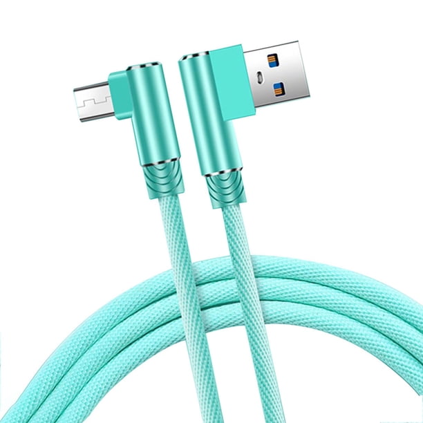 Matsuzay Cable de carga rápida de 1/2 / Cable de cargador micro USB Cable de datos dual de 90 grados Teléfono y Comunicación Verde 1M