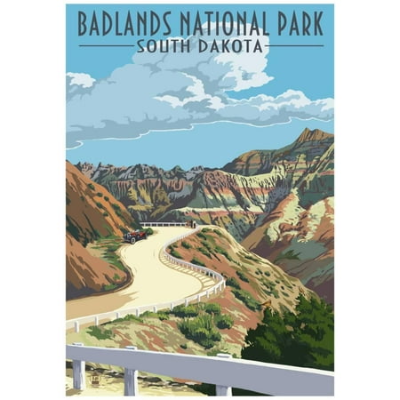 Badlands National Park, South Dakota - Road Scene Poster -