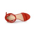 thumbnail image 4 of BLISSFUL STEP Women's Lace Up and Ankle Strap Block Heel Sandals Orange Red 8, 4 of 7
