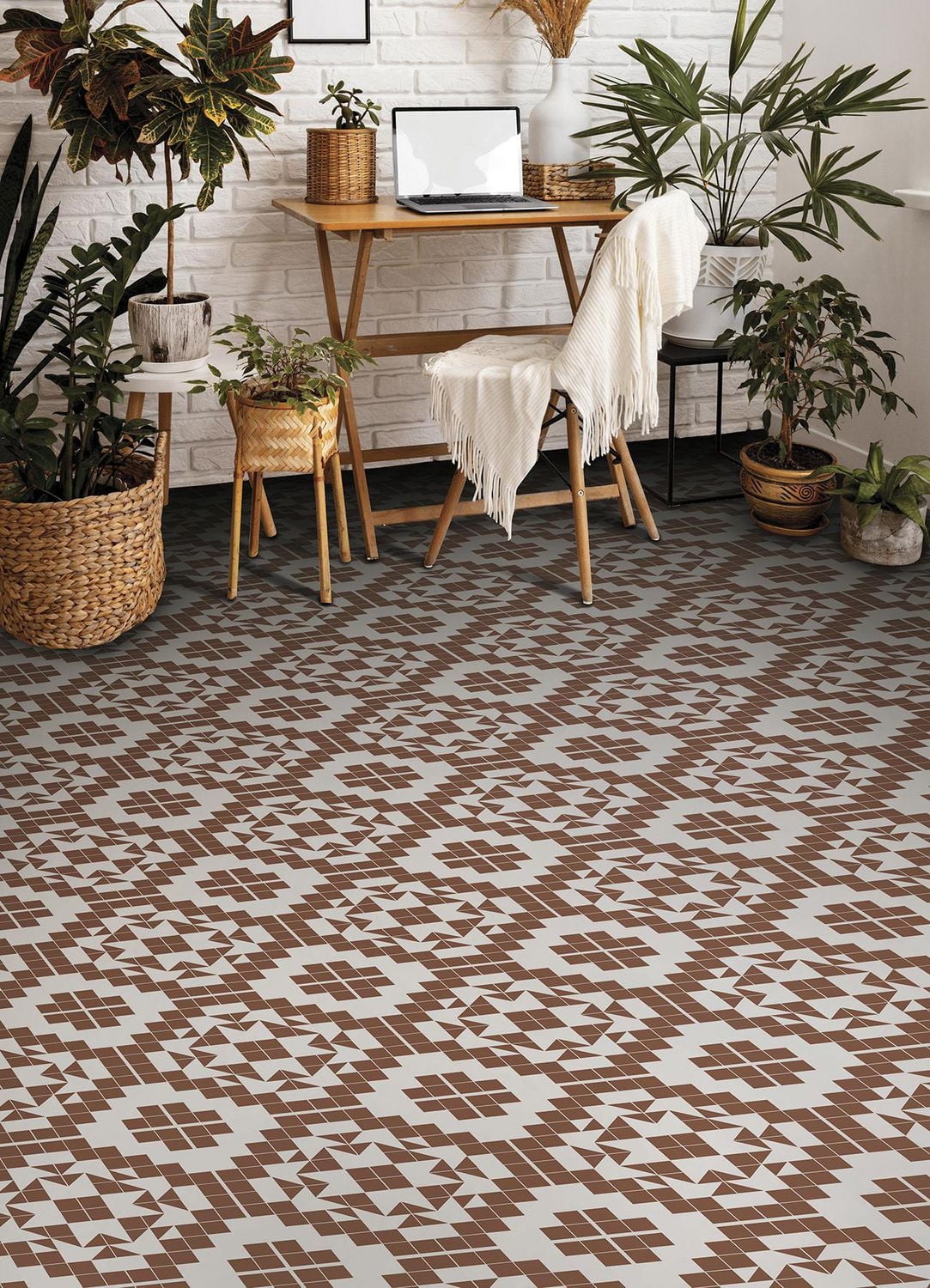 FloorPops Matias Terracotta Peel and Stick Floor Tiles Set of 20