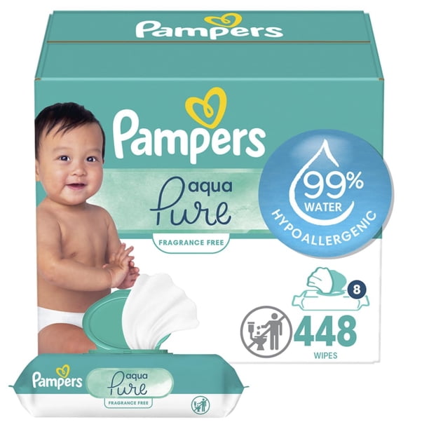 Toallitas para bebés Pampers Aqua Pure Sensitive 99% de agua 448 unidades