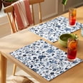 thumbnail image 4 of Spring Floral Placemats Set of 1, Dark Blue Flower Green Leaves Watercolor Farmhouse Non-Slip Place Mats Washable Table Mats for Kitchen Dining Table Decorations Indoor/Outdoor, 4 of 9