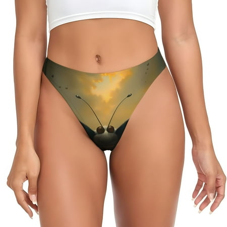 JUNZAN Majestic Butterfly Sunset Print Women s Sexy G-String Underwear Thongs Seamless Panties Undies Low Rise Thong Panties for Everyday Wear Yoga & Special Occasion-XX-Large