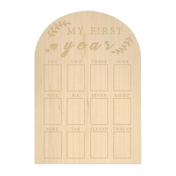 1X Wooden Photo Frame - My First Year Photo Display Wooden Board Year Photo Frame Board 12 Months Baby Photo Frame 1St Birthday Baby Keepsake Gift for Mom