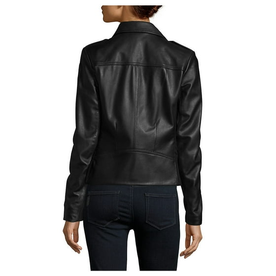 Karl Lagerfeld Paris Zippered Leather Motorcycle Jacket