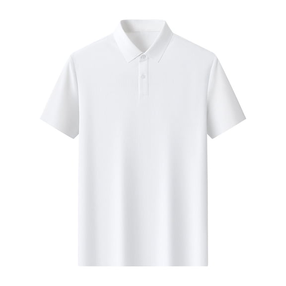 Mens Shirts Under $10 Men's Minimalist Pure Color Tees Lapel Short Sleeve Shirts Comfy Stand Shoulder Tops Working Outside White XL