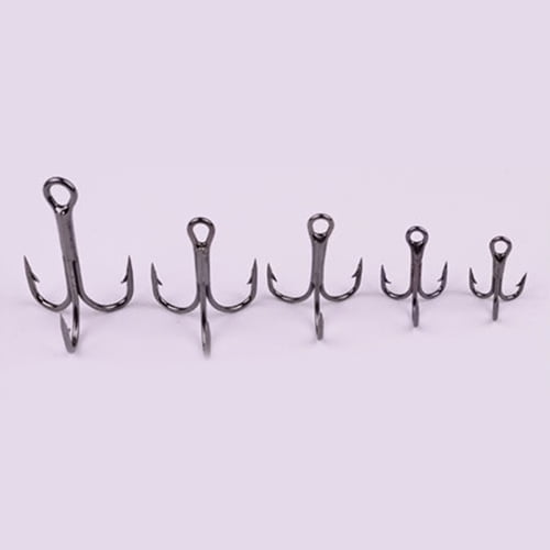Opolski 100Pcs High Carbon Steel Treble Hooks 7 Size 2/4/6/8/10/12 Fishhook Tackle