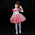 thumbnail image 4 of FINALGANG Girls Dress Kids Iridescent Sequin Performance Dress With Sparkle Star Print Tulle Skirt Ruffled Flutter Sleeves Stage Dress For Holiday Season, 4 of 4