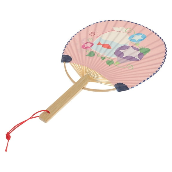 Toyvian Mini Handheld Paper Fan Bamboo Vintage Style for Children 1Set