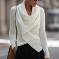 thumbnail image 2 of LWavelet Cowl Neck Knit Top Womens Plus Size Asymmetric Hem Soft Comfortable Daily Casual Long Sleeve Blouse Black S, 2 of 4