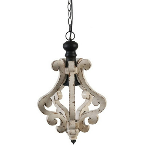 A&B Home Distressed White Vintage Style Farmhouse Rustic Chandelier, 13" x 13" x 21"