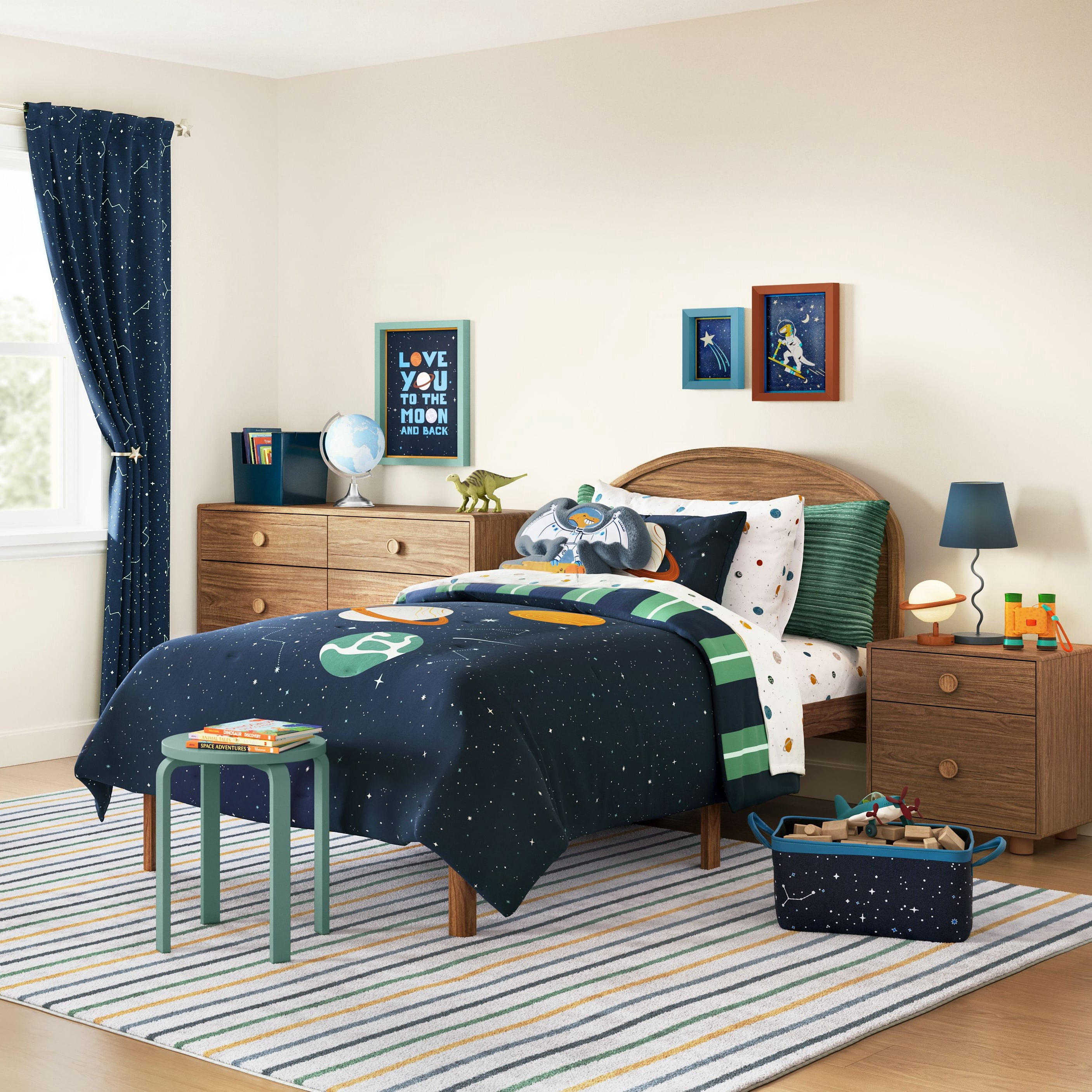 Mainstays Kids Twin Size Wood Platform Bed Frame, Walnut