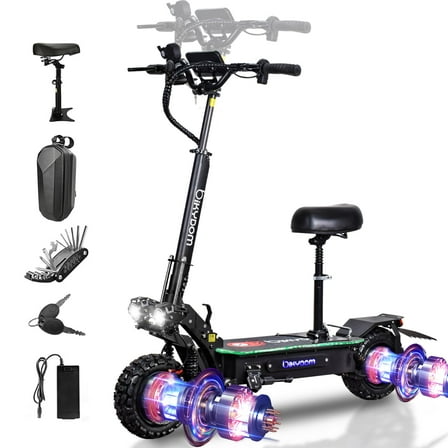 RubiQ Sports 5600W Electric Scooter for Adults, 50 mph & 50 Miles Range 60V 27Ah Foldable Scooter with Detachable Seat, Max Load 440lbs