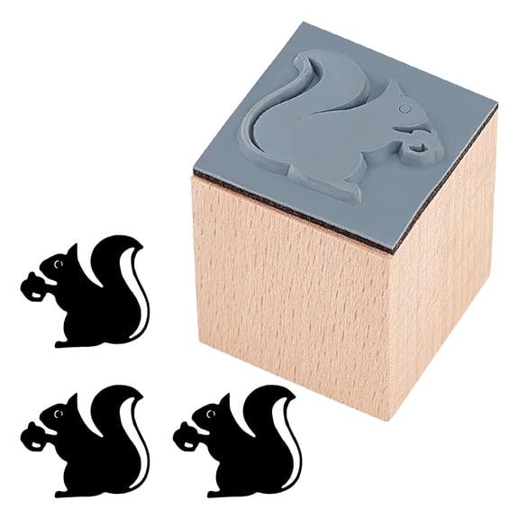 Wooden Stamps with Rubber for DIY Craft Card Scrapbooking Supplies Squirrel 25~25.5x25~25.5x32mm