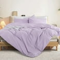 thumbnail image 2 of NEXHOME PRO Duvet Cover Set 100% Washed Cotton 3 Pieces Linen Breathable Soft Durable Duvet Cover Bedding Set with Zipper Closure, Queen Size Purple Lavender(Comforter Not Included), 2 of 7