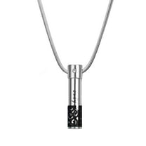 Only Love Cylinder Memorial Cremation Jewelry Urn Ashes Holder Necklace (Silver - Black)