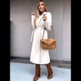 thumbnail image 4 of Abrigo Informal de Mezcla de Lana con Solapa con Muescas, Mangas Largas, Ajustado, Medio, para Mujer, Otoño-Invierno, con Cinturón. XL, 4 of 8