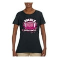 thumbnail image 2 of Wild Bobby Tougher Than Cancer Football Paint Splatters Breast Cancer Awareness Women Graphic Tee, Black, Small, 2 of 6