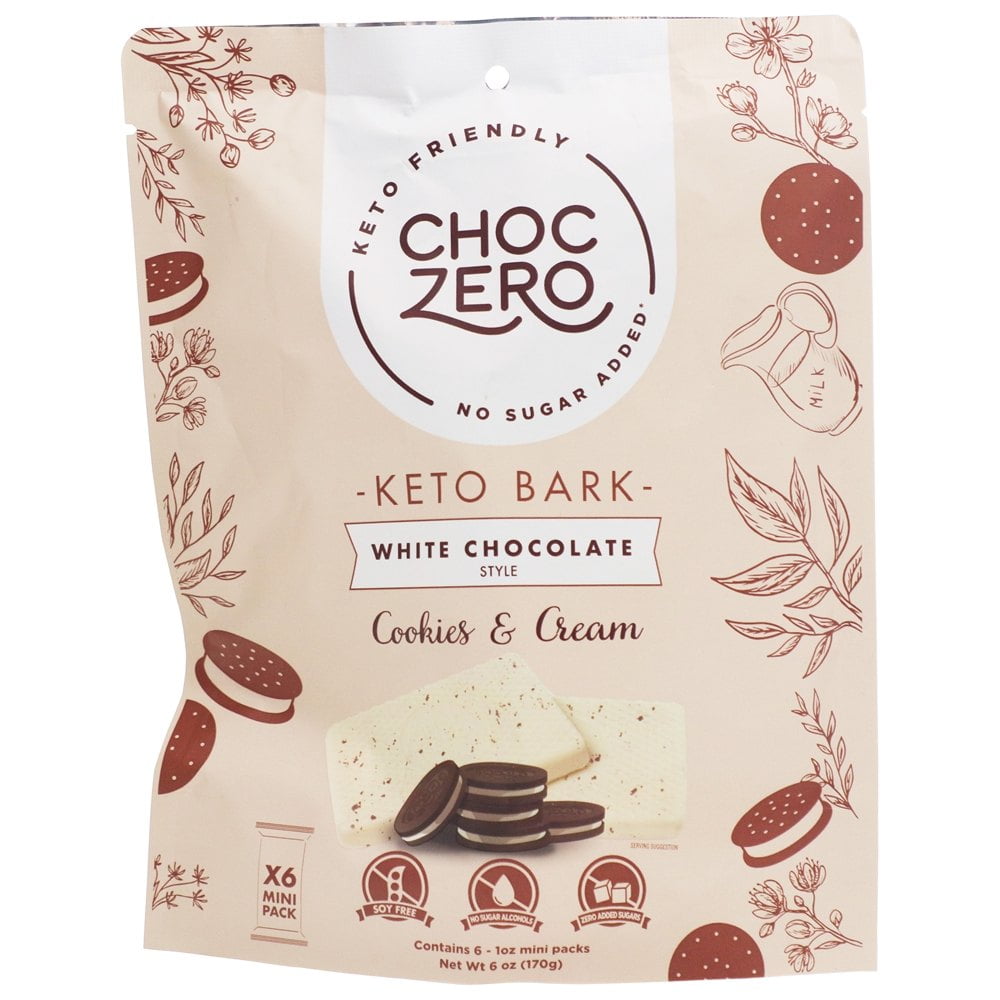 ChocZero White Chocolate Keto Bark Cookies & Cream 6 oz.