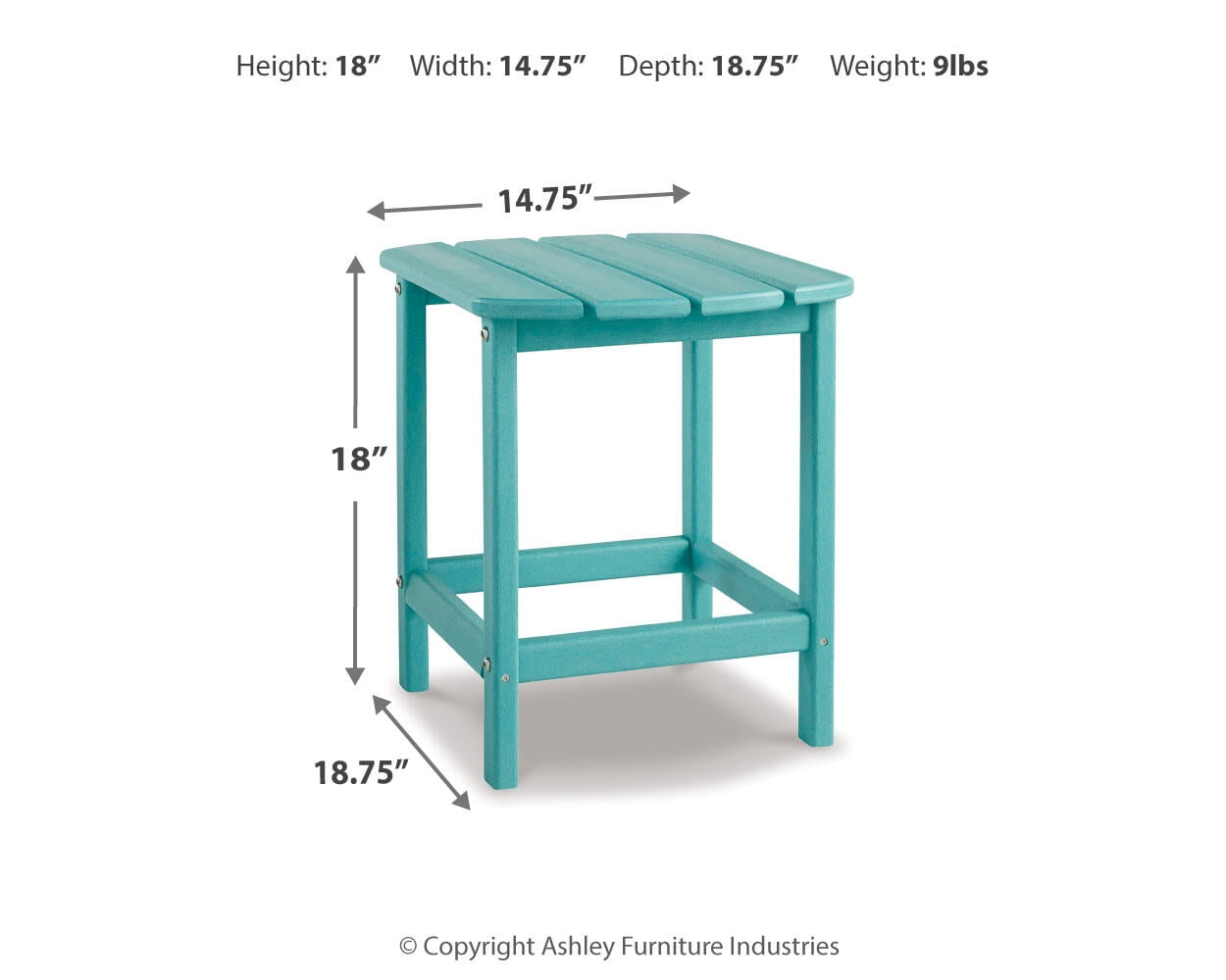 Signature Design by Ashley Contemporary Sundown Treasure End Table  Turquoise