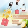 thumbnail image 6 of Portable Blender With Handle and Base 500ml Personal Size Blender USB Rechargeable High Power Blades Fresh Fruit Mixer Mini Juicer Cup For Shakes Ice Smoothies 1500mAh For Travel Sport outdoor(Pink), 6 of 6
