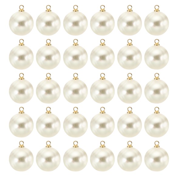 Unique Bargains 16mm Faux Pearl Charm Pendants Drops, 100pcs Pearl Beads for Jewelry Making Bracelets Earrings Necklace, Golden Beige