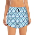 thumbnail image 2 of Balery Blue Fish Scale Texture Pantalones cortos deportivos para mujer con forro y dos bolsillos, elásticos, para entrenamiento, gimnasio, yoga-Small, 2 of 7
