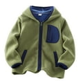 thumbnail image 2 of UQJfacai Boys Fleece Jacket Kids Full Zip Hooded Lightweight Color Block Fall Winter Coat Outerwear with Pockets 2-13 Years, 2 of 5