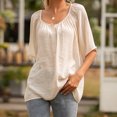 thumbnail image 3 of Camiseta Mujer Manga Corta Botón Camiseta Mujer Verano Top Blusa, XL, Albaricoque Advancent AP001222-16, 3 of 7