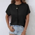 thumbnail image 5 of Antinious Summer Tops for Women Trendy,Sweatshirt for Women,Ladies Solid Crewneck Short Sleeved T-shirt,Black,XXL, 5 of 5