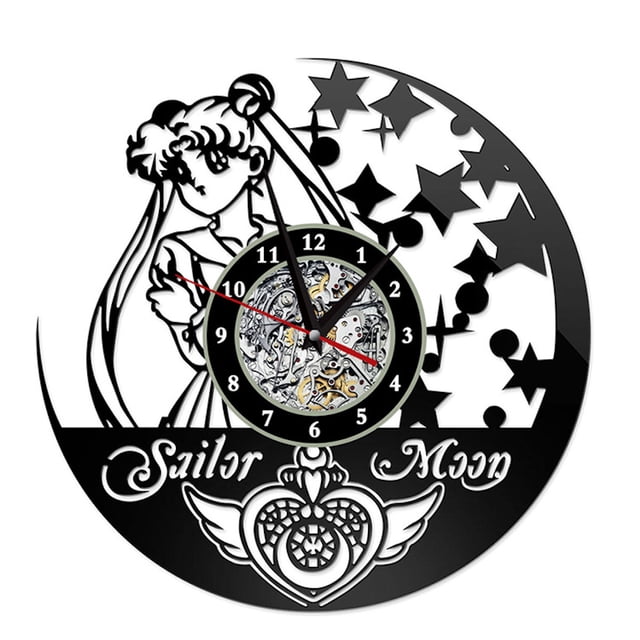 Reloj de pared Sailers Moons Tsukino Usagi con disco de vinilo de 30 cm