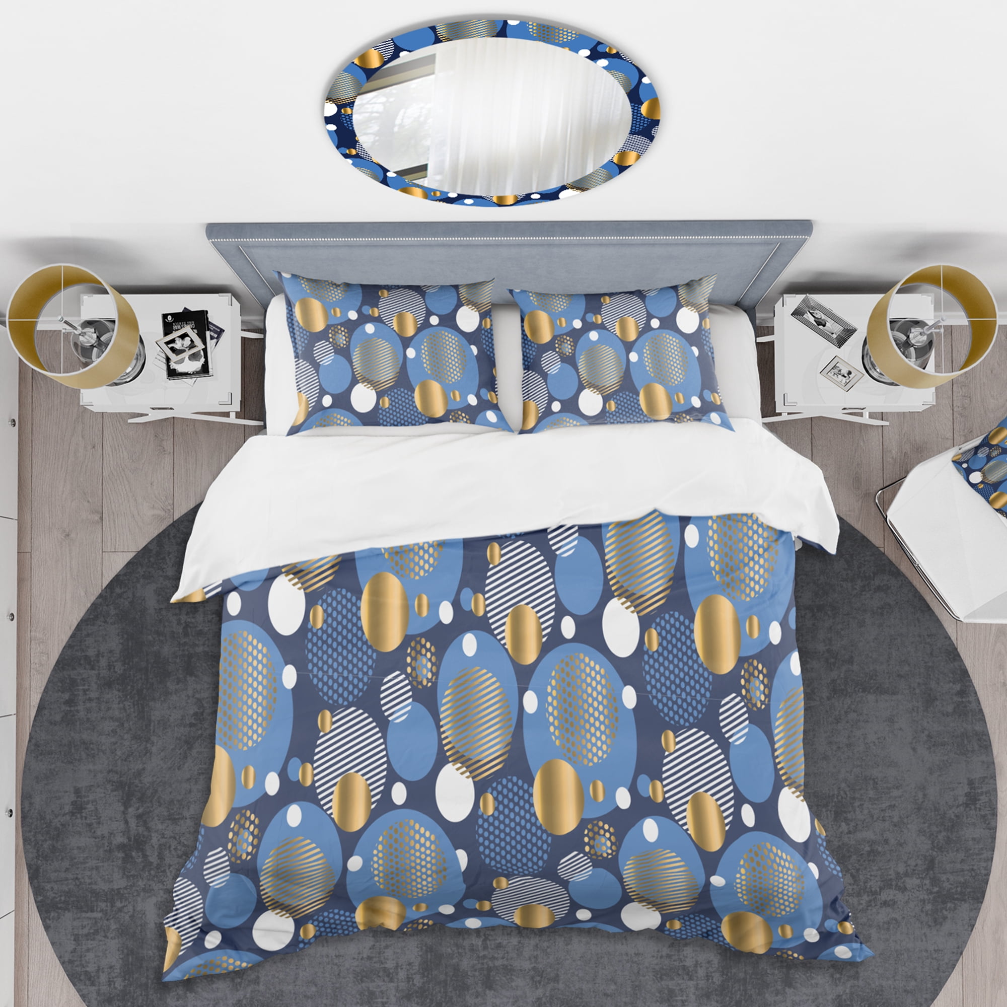Designart 'Circular Abstract Retro Geometric XI' Mid-Century Modern Duvet Cover Set