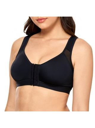 Women Post-Surgical Sports Support Bra Front Closure with Adjustable Straps  Wirefree Racerback, 1 Pack