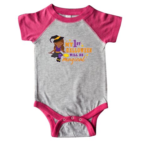 

Inktastic My 1st Halloween will be Magical with Brown Haired Witch Gift Baby Girl Bodysuit